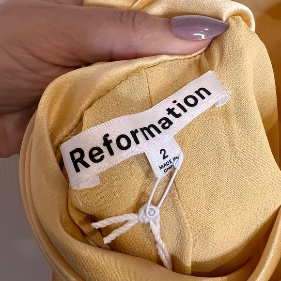 NWT REFORMATION Myla Silk Dress in Sunshine. Size 2 - Picture 12 of 14